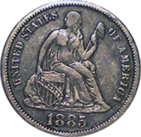 1885 S Seated Liberty Dime