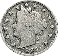 1 1889 Liberty V Nickel 5687 Good 
