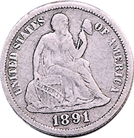 1891 O Seated Liberty Dime