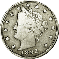 1892 Liberty Head V Nickel