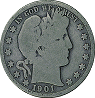 1901 S Barber Half Dollar