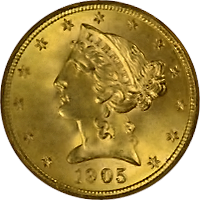 1905 Liberty Head Half Eagle