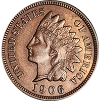 1906 Indian Head Penny/Cent VF/Xf hs&c US Coin