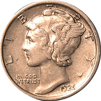 1925 Mercury Dime