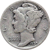 1930 Mercury Dime