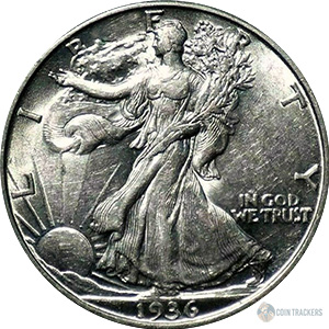 A 1936 S Walking Liberty Half Dollar 90% SILVER US Mint "Average Circulation" 