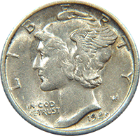 SEE DESCRIPTION  PRICE  LISTED IS PER COIN 90% Silver 1940's Mercury Dimes 