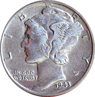 BU 90% Silver A3 Free Shipping With Five Items Details about   1943 Silver Mercury Dime AU 