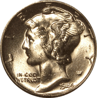1944-S Mercury Head Silver Dime in Average Circulated Condition Priced Right 