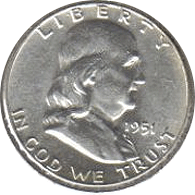 1951 S Silver Franklin Half Dollar Very Good 
