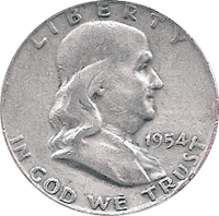 1954 S Ben Franklin Half Dollar