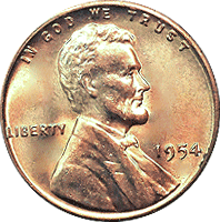 1954 S Lincoln Wheat Cent uncirculated    L118 L124 
