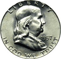 1957 D Ben Franklin Half Dollar