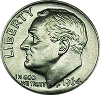 1964 Roosevelt Dime