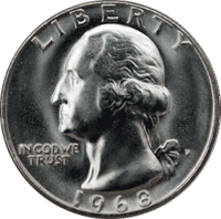 1968 D Washington Quarter