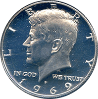 1969 S Proof Kennedy Half Dollar 40% Silver San Francisco 50 Cent JFK PR Coin 