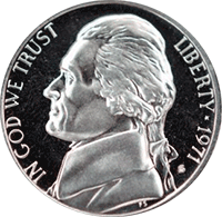 1971 S Jefferson Nickel Proof