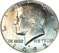 1982 D Kennedy Half Dollar