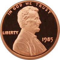 1985 S Lincoln Penny Proof