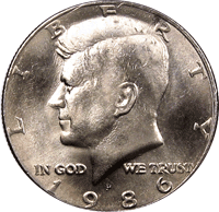 1986 P Kennedy Half Dollar