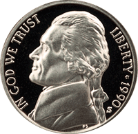1990 S Jefferson Nickel Proof