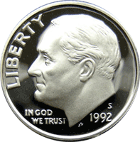 1992 Cameo  Great  Coin  Free   Shipping S Silver Proof  Roosevelt  Dime  Dp 