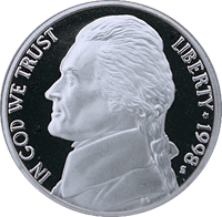 1998 D Jefferson Nickel