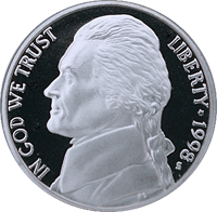 1998 S Jefferson Nickel Proof