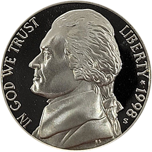 1998 S Jefferson Nickel Proof