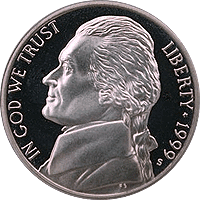 1999 P Jefferson Nickel