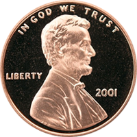 2001 S Lincoln Penny Proof