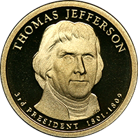 2007 S Thomas Jefferson Dollar Proof