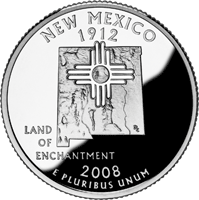 US 2008 New Mexico State Quarter BU Uncirculated Coin Simple Slide 36 Cord Bolo Tie NEW 