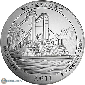 2011 5 Oz .999 Silver Vicksburg Quarter