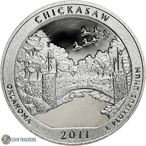 2011 S Chickasaw 90% Silver Proof Quarter