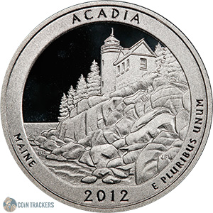 2012 P 5 Oz 99.9% Silver Acadia Quarter