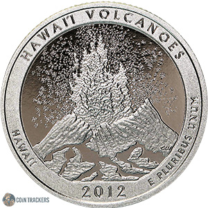 2012 P 5 Oz 99.9% Silver Hawaii Volcanoes Quarter