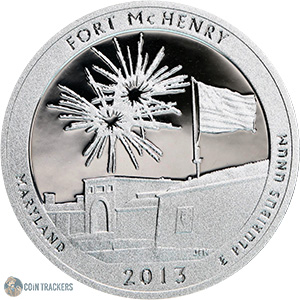2013 P 5 Oz 99.9% Silver Fort McHenry Maryland