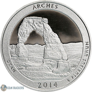 2014 P 5 Oz 99.9% Silver Arches National Park